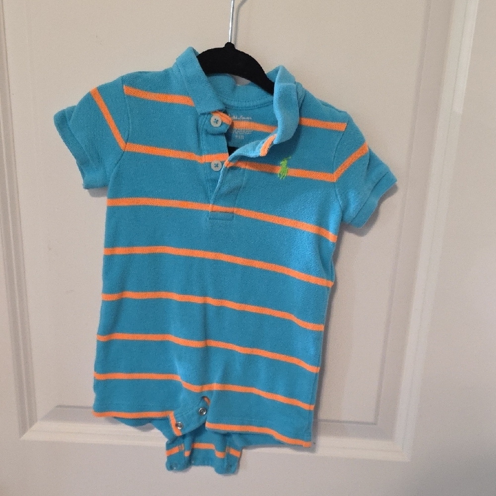 Blue and Orange Striped Polo Onesie